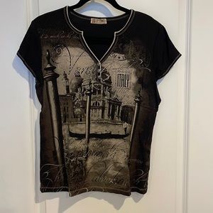 Rhinestoned Italy Screen Tee